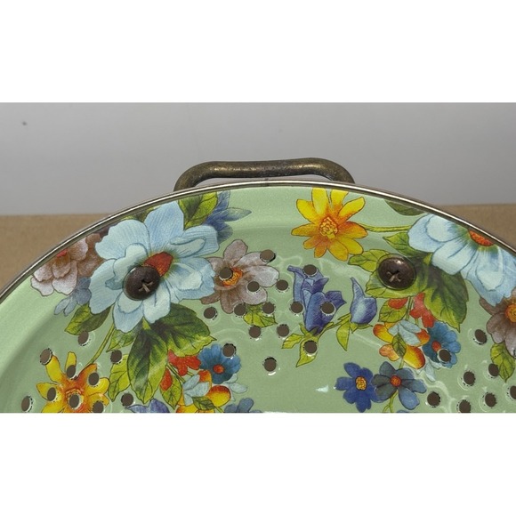 Makenzie Childs Green Flower Market Colander Small Floral Cottage - Picture 7 of 12